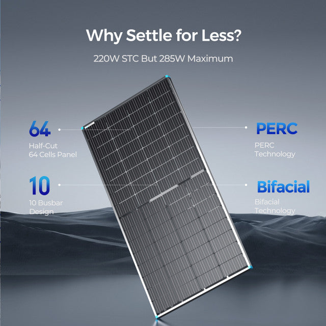 RENOGY Bifacial 220 Watt 12 Volt Monocrystalline Solar Panel