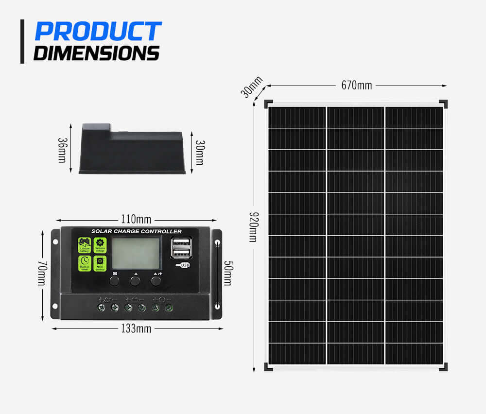  130W Solar Panel Kit Mono Generator Caravan Camping Power Battery Charging 12V