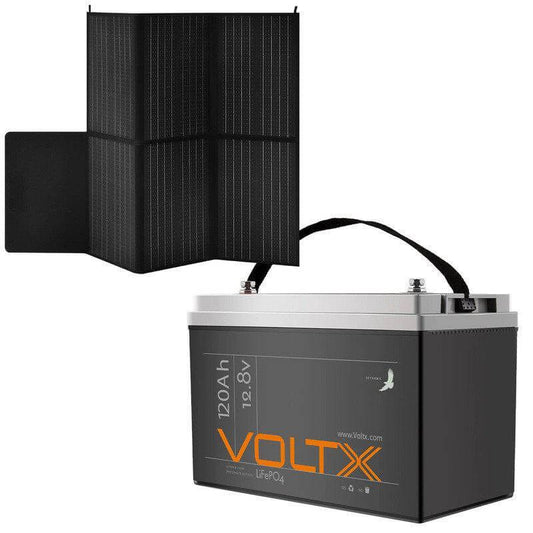 VoltX 12V 120Ah Lithium Battery Solar Panel 200W Blanket Folding Mono Bundle