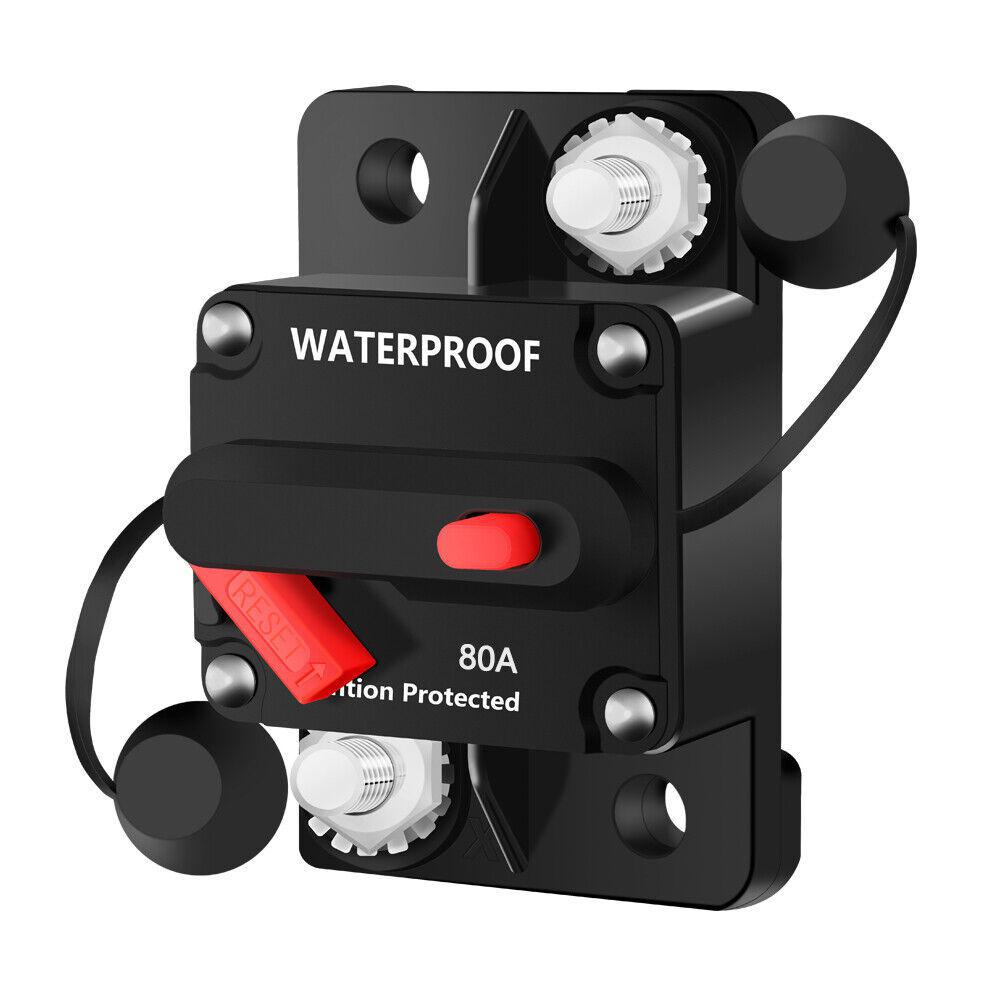 80A AMP Circuit Breaker 12V-48V DC Fuse Reset Waterproof IP67 DC Car Boat