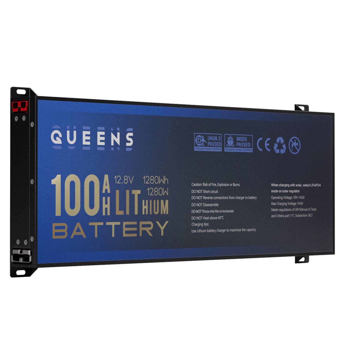 Queens 12V 100Ah Lithium Iron Phosphate Battery LiFePO4 Rechargeable Slimline