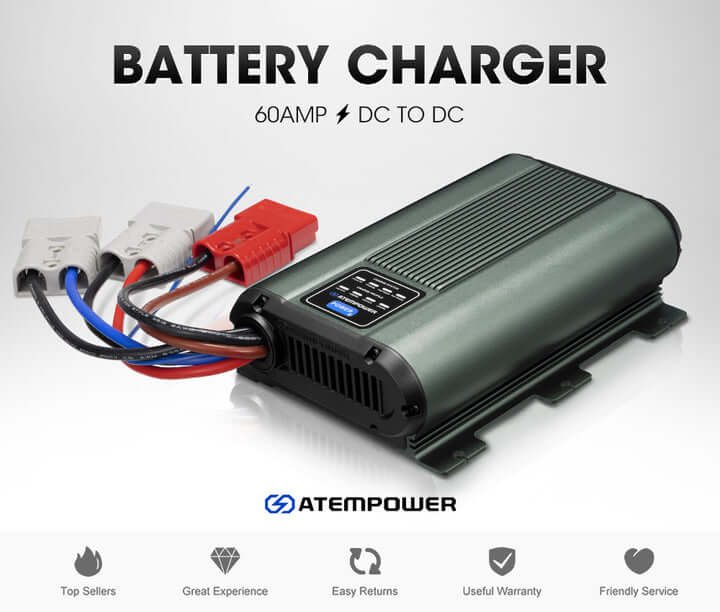 ATEM POWER 12V 60A DC to DC Battery Charger MPPT Dual Battery System Lithium AGM
