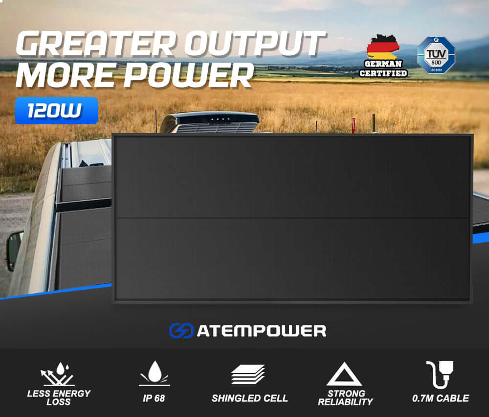 ATEM POWER 12V 120W Shingled Solar Panel Kit Mono Caravan Fixed Camping Power