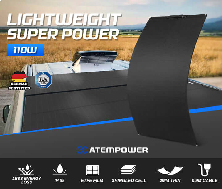 ATEM POWER 110W 12V Flexible Solar Panel Mono Shingled Battery Charging Caravan