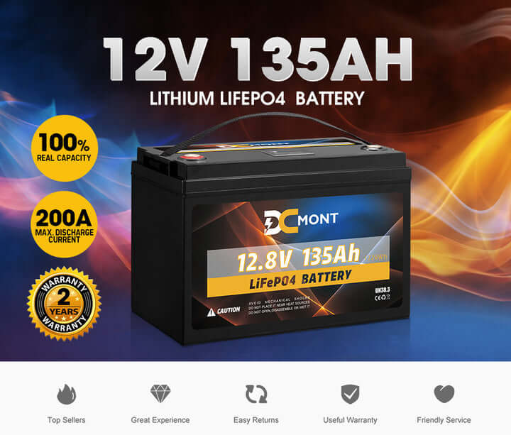 DC MONT 12V 135Ah Lithium Battery LiFePO4 Phosphate Deep Cycle Rechargeable