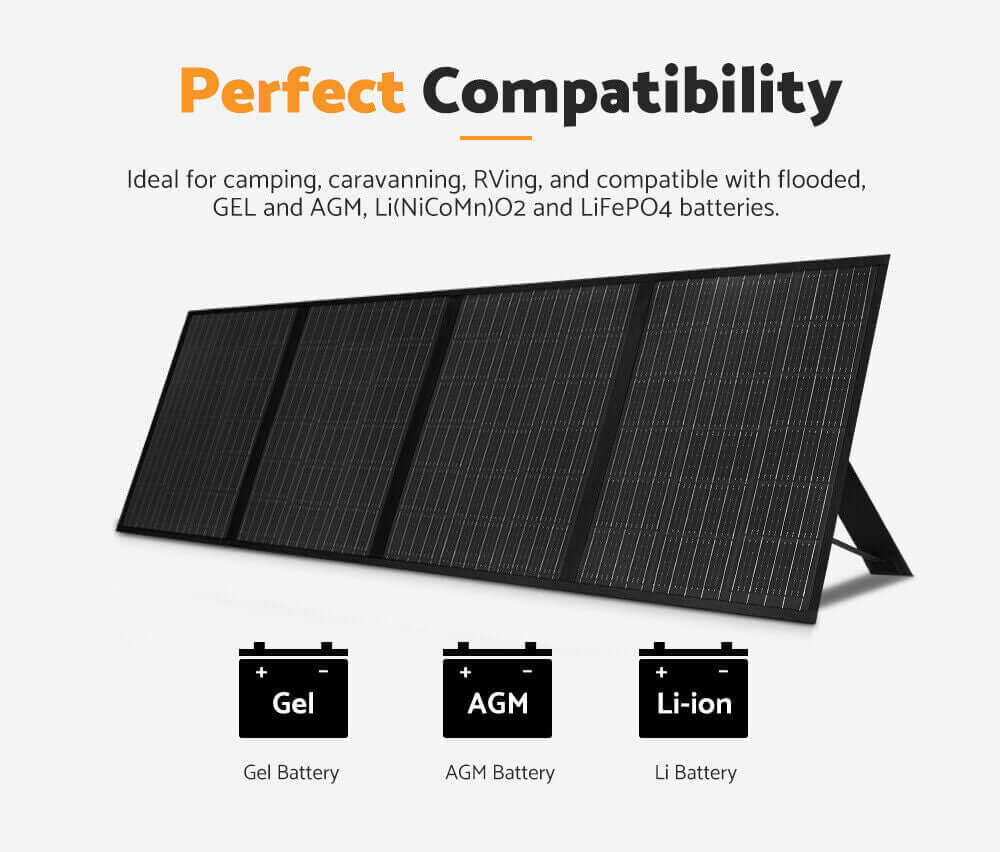 400W 12V Folding Solar Panel Blanket Caravan Mono Completed Kit With Legs