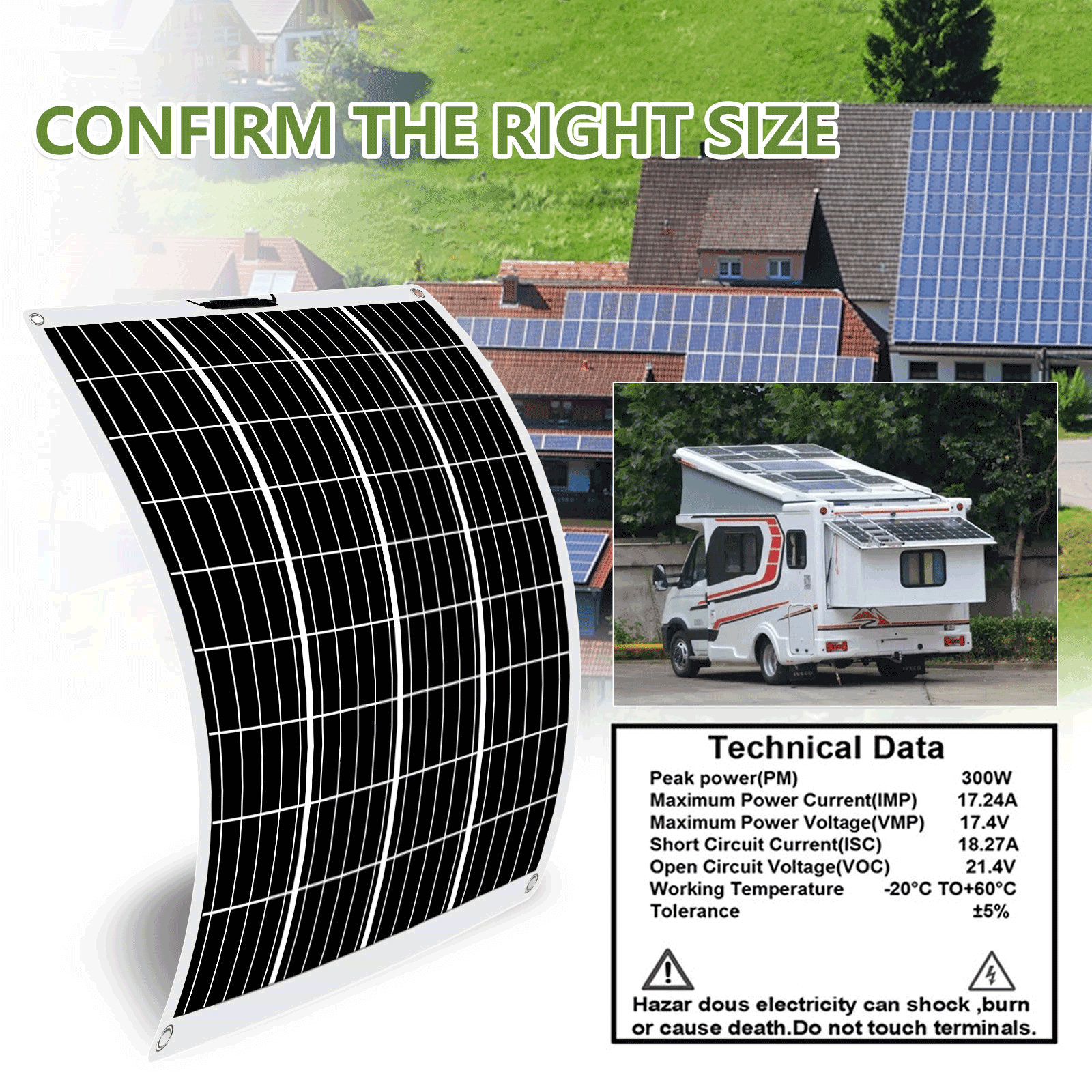 300W 12V Flexible StarPower Mono Camping Solar Panel