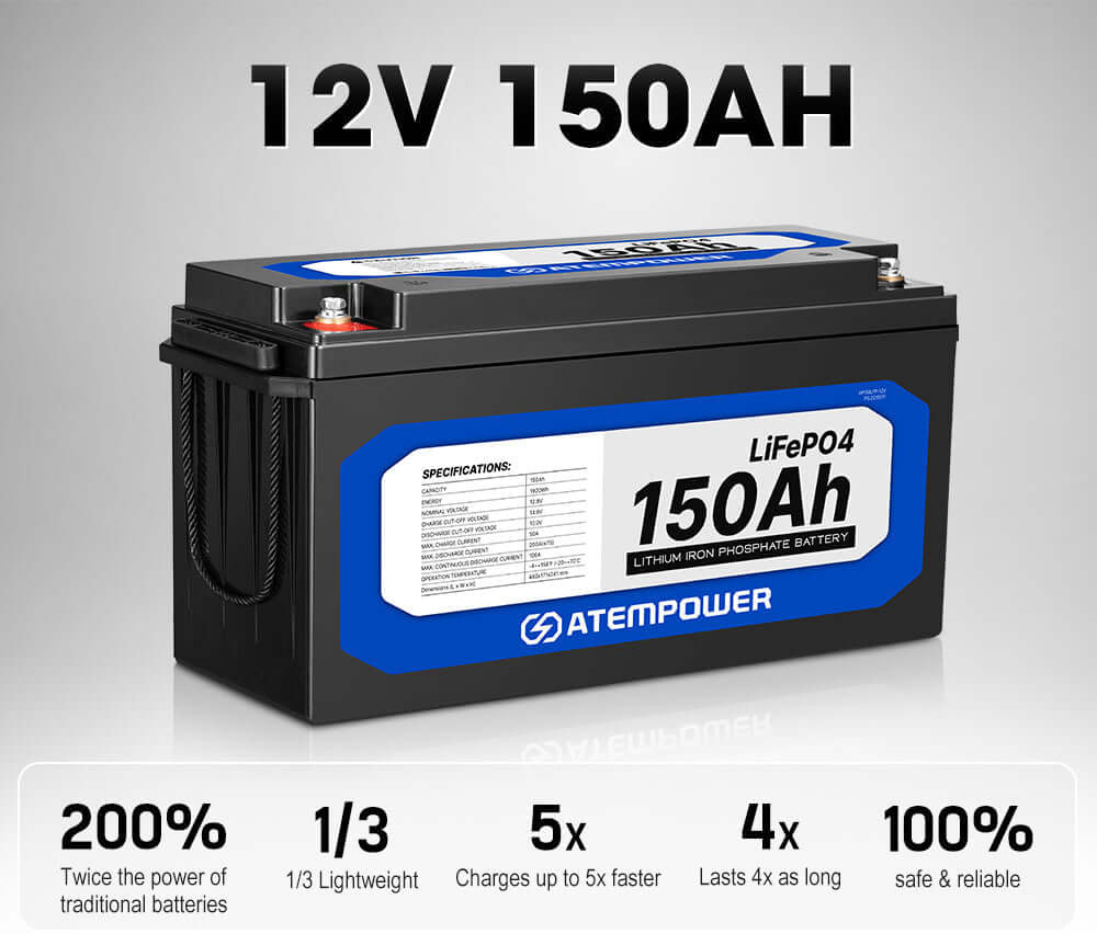 12V 150Ah Lithium Battery LiFePO4 Phosphate Deep Cycle Rechargeable