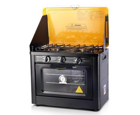 Devanti 3 Burner Portable Oven - Black & Yellow