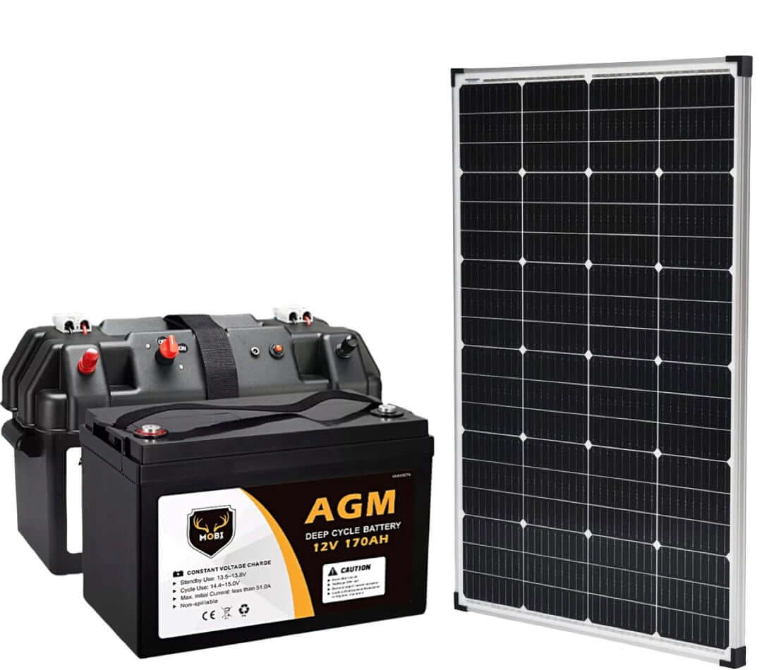 300W Mono-Si Portable Solar Panel + 170Ah Deep Cycle & Battery Box