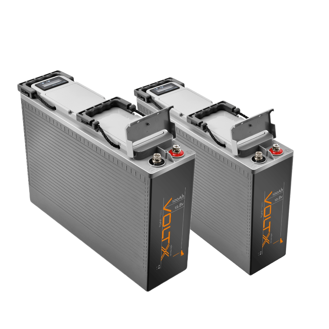 2x VoltX 12V 100Ah Lithium LiFePO4 Battery Premium Plus - Slim With Built-in BMS