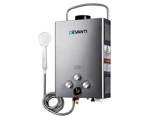 Devanti Outdoor Gas Hot Water Heater Portable Camping Shower 12V Pump Grey