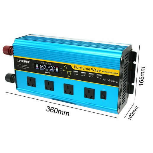 3000W 6000W Pure Sine Wave Power Inverter DC 12V to AC 240V With Remote