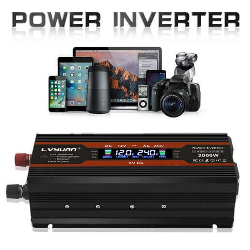 1000W 2000W Power Inverter 12V to 240V With LCD Display