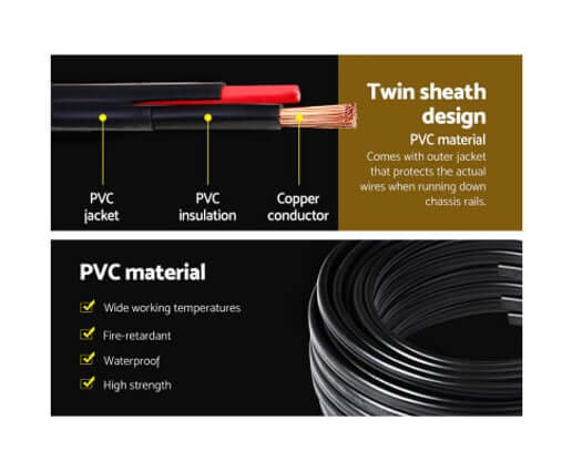  6MM 12V 10 Metre Twin Core Wire Electrical Automotive Solar Cable