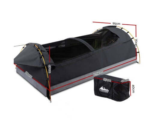 Weisshorn Camping Swags King Single Swag Canvas Tent Deluxe Dark Grey Large
