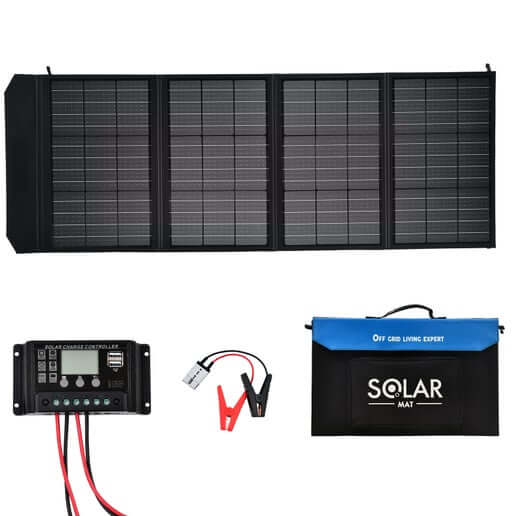 300W 12V Folding Solar Panel Blanket + VoltX 12V 100Ah LiFePO4 Deep Cycle Battery