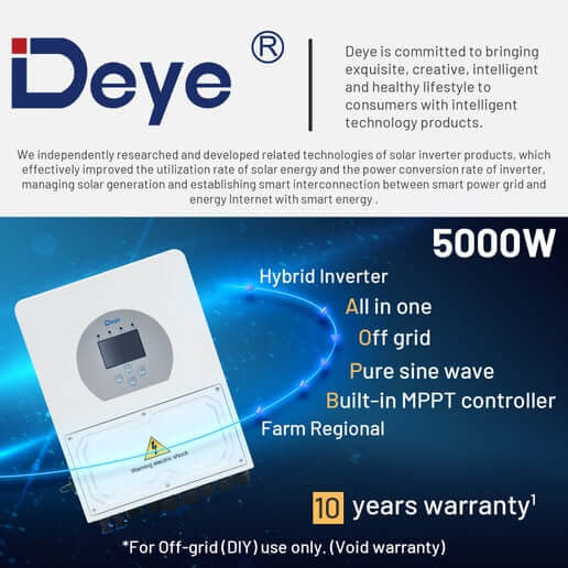 Deye 5KW 5000W Hybrid Solar Inverter MPPT Charger Regulator 48V Low Voltage