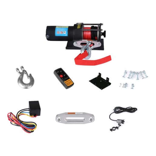 3500 LBS/1590 KGS Electric Winch Wireless Control 12V Synthetic Rope Boat ATV 4WD