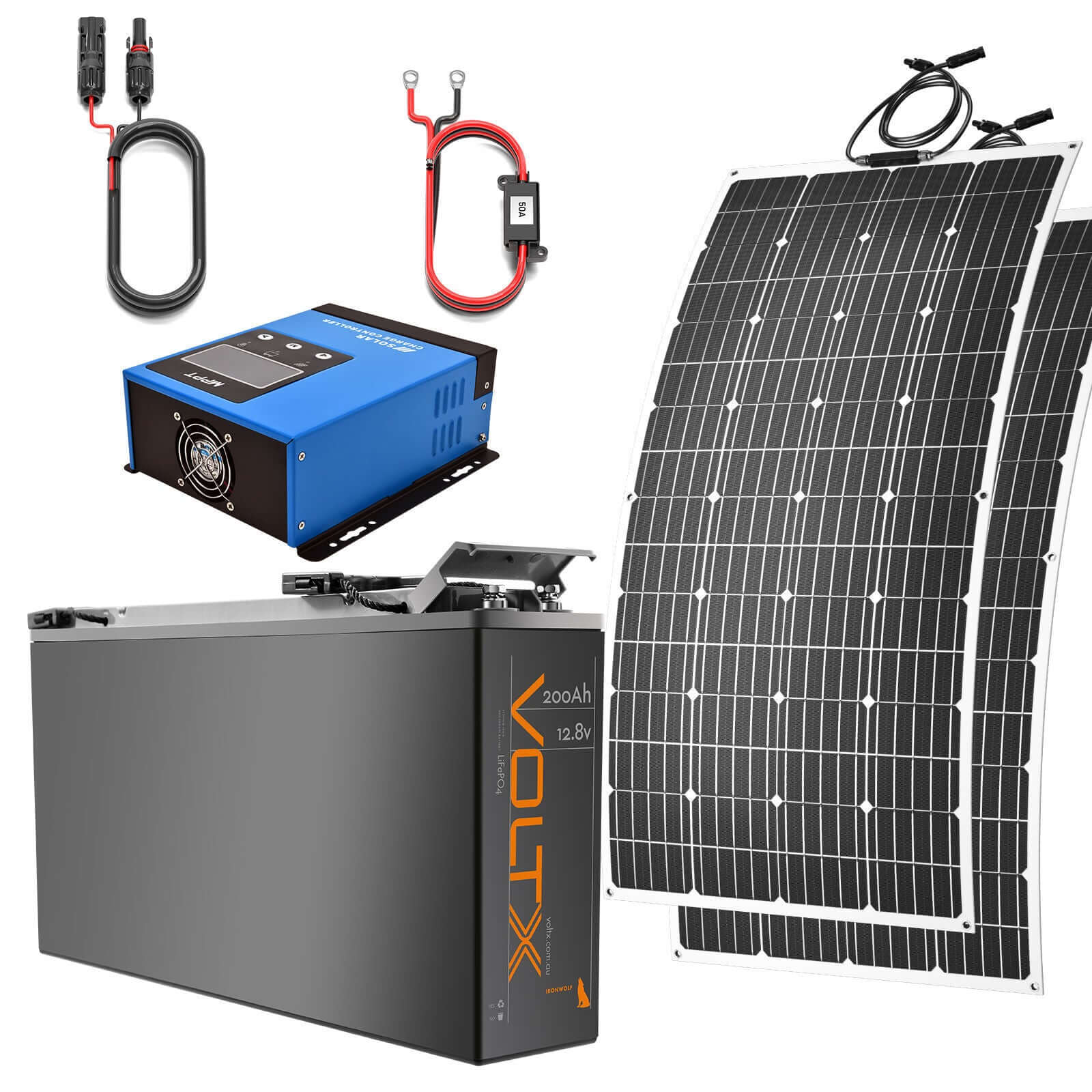 VoltX 200Ah Lithium Battery + 360W Solar Panel & 40A MPPT Controller