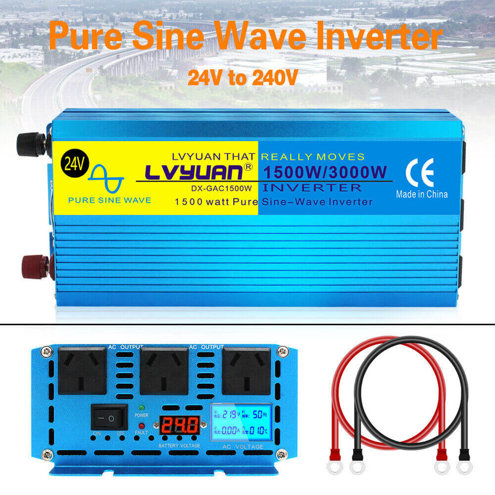 1500W 3000W Pure Sine Wave DC 24V - AC 240V Power Inverter
