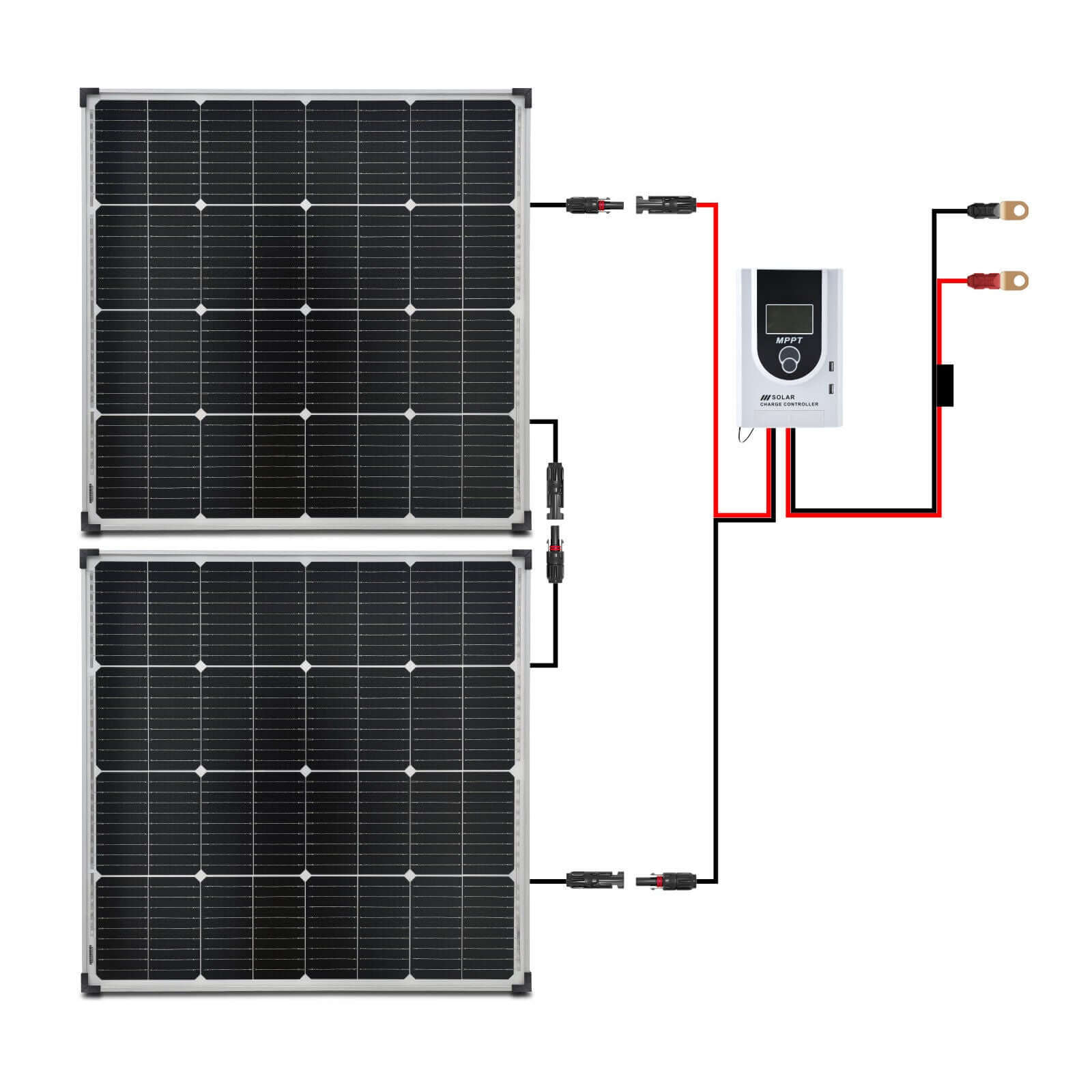 2x 100W 12V VoltX Mono Fixed Camping Solar Panel + 20A MPPT 12/24V Solar Charge Controller USB